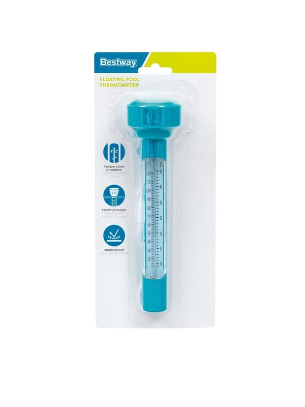 Pooltermometer flydende blå ABS med snor, viser °C/°F