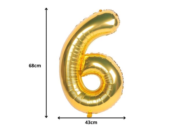 Numeroilmapallo 6 folio kulta 66 cm (26 tum) pillillä, 1 kpl