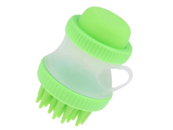 Vaskekop til hund/kat 125 ml med silikonebørster og dispenser grøn