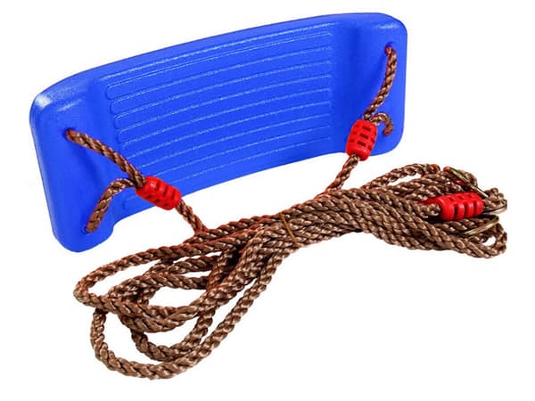 Børnegynge i plast blå 44x17x7,5 cm, reb 110–190 cm