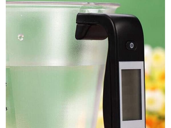 Digital köksvåg med mätkopp 600 ml 1000 g LCD svart