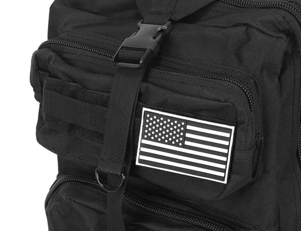 Taktisk rygsæk 35L vandafvisende MOLLE 5 rum sort + patch