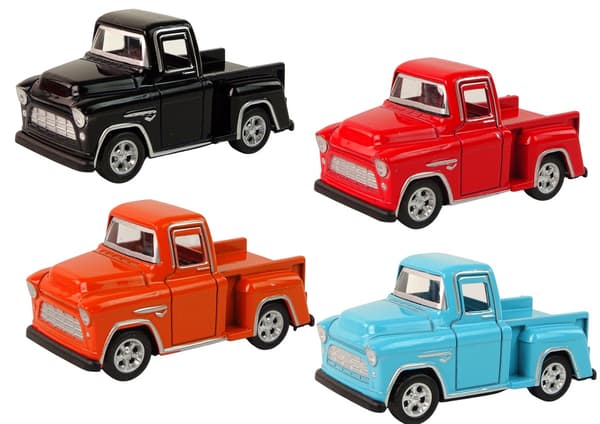 Friktionsdriven leksaksbil pickup 7,5 cm med gummidäck, 12-pack, färgval
