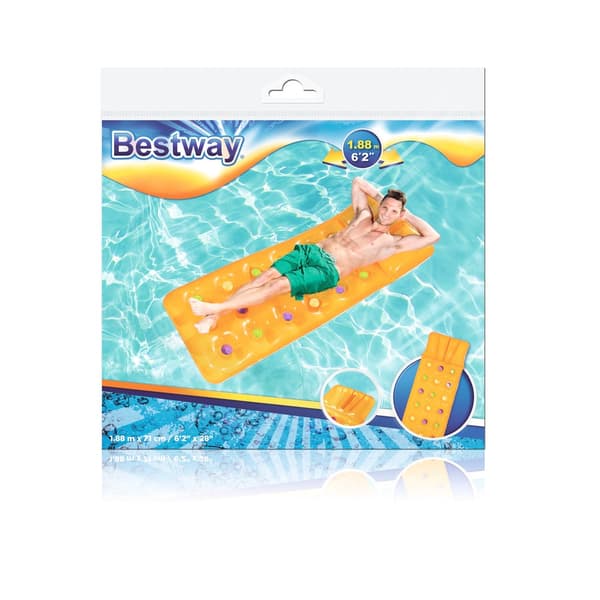 Luftmadras til pool og strand 188x71 cm PVC gul max 90 kg