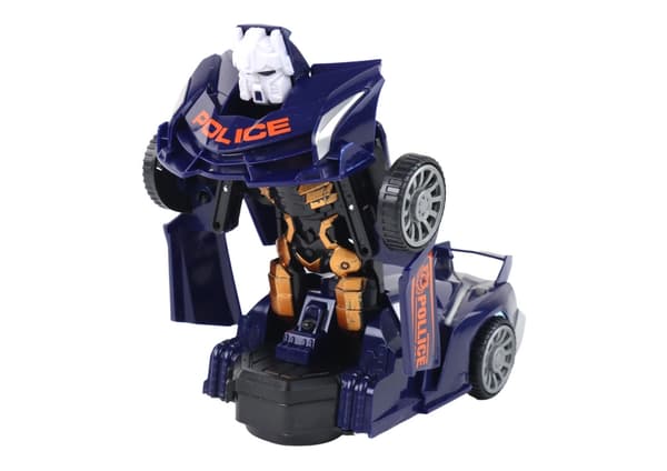 Transformers robotbil politivogn 2-i-1 marineblå med lys og lyd 3+