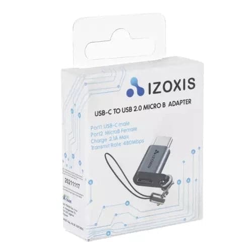 USB-C–Micro USB 2.0 -adapteri, uros–naaras, 2.1A 480Mbps