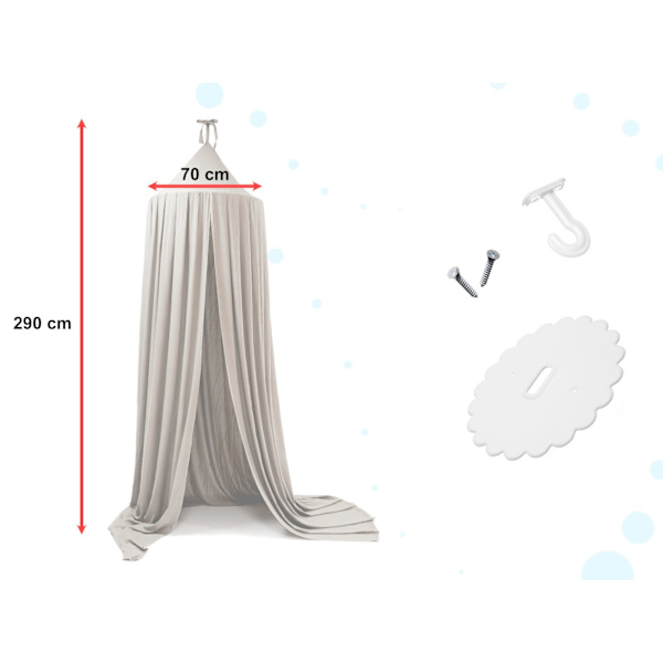 Tipi sengehimmel til børn grå polyester 290 cm med monteringssæt