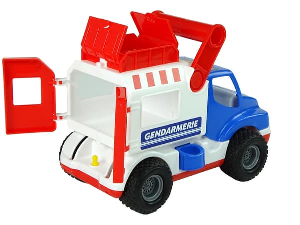 Legetøjsbil gendarmeri med anhænger og tipfunktion 24 cm, 1+ år