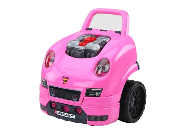 Leikkiauto työpajasetti DIY pinkki ääni- ja valotehosteilla, 3+ vuotta