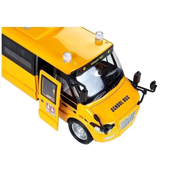 Legetøjsbus skolebus i metal 23 cm med lyd/lys og pull-back
