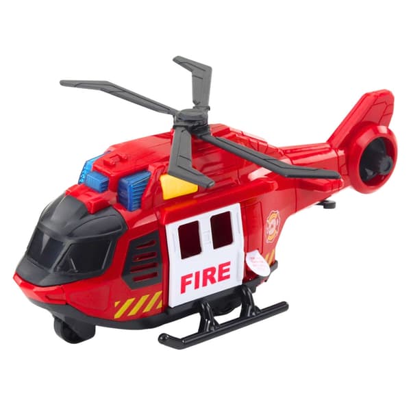 Legetøjsæt redningskøretøjer: helikopter med lys/lyd + brandbil