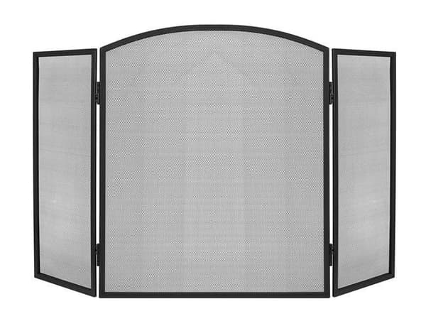 Eldstadsskydd gnistskydd 118x76 cm svart stål, 3-delat vikbart