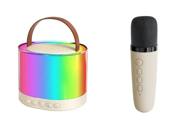 Karaokesetti Bluetooth-kaiutin RGB-valaistuksella + 2 langatonta mikrofonia