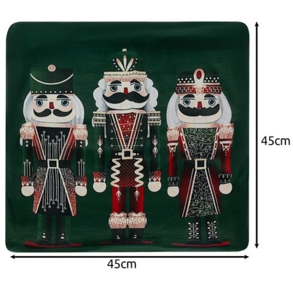 Pudebetræk plys julemotiv nutcracker 40x40 cm polyester
