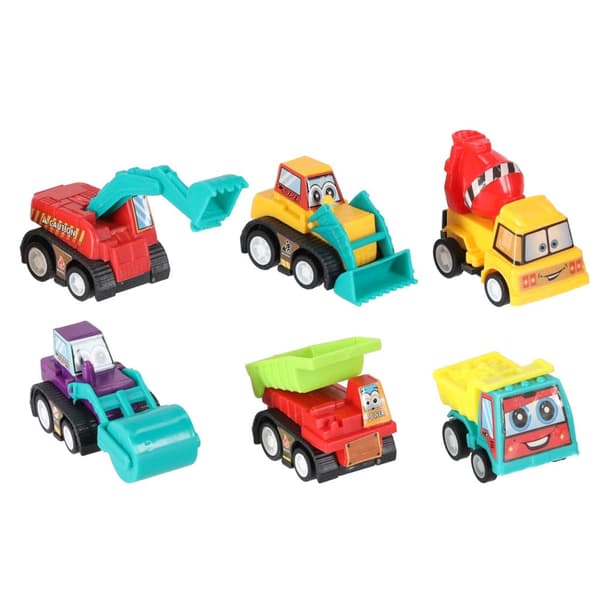 Rakennuskoneet leluautot 6-pack kitkaveto, 5 cm, 3+ vuotta