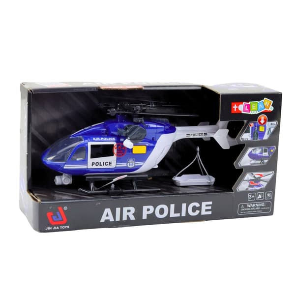 Politihelikopter legetøj 32 cm med lys/lyd, bårekrog og 2x AAA