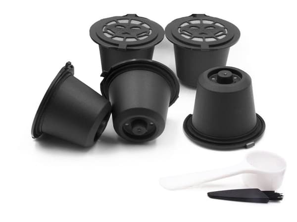Återanvändbara kaffekapslar för Nespresso 5-pack med måttkopp/borste