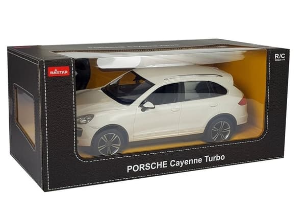 Fjernstyret Porsche Cayenne 1:14 hvid 2,4 GHz LED-lys