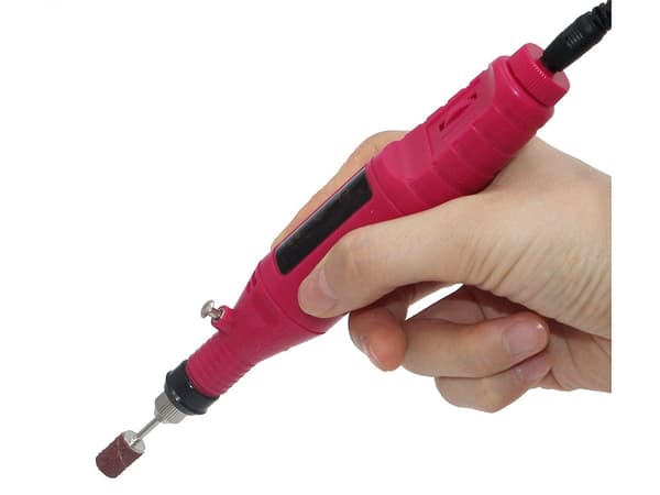 Neglefræser manicure/pedicure 6 fræsebits + 6 sliberondeller rosa