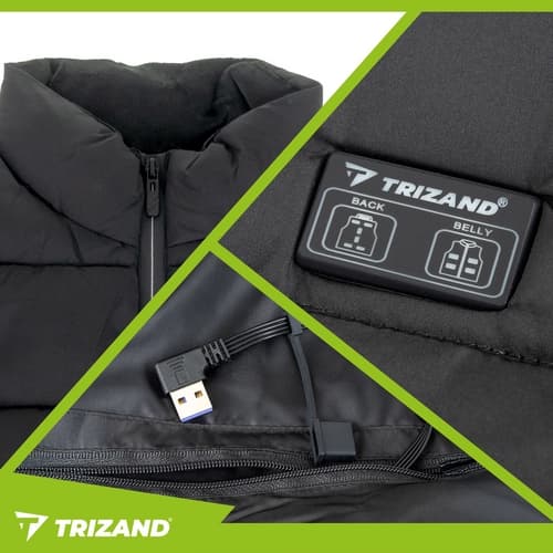 Opvarmet vest 11 varmezoner 3 niveauer USB sort størrelse M unisex