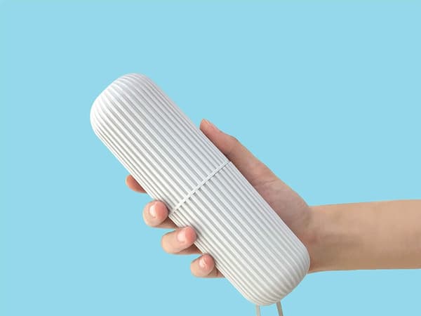 Tandbørsteetui rejseetui med kopfunktion hvid 19x5,5 cm