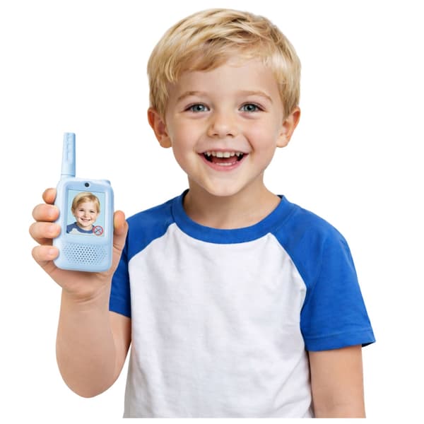 Walkie-talkies för barn 2-pack med videoanrop 300 m USB-C blå