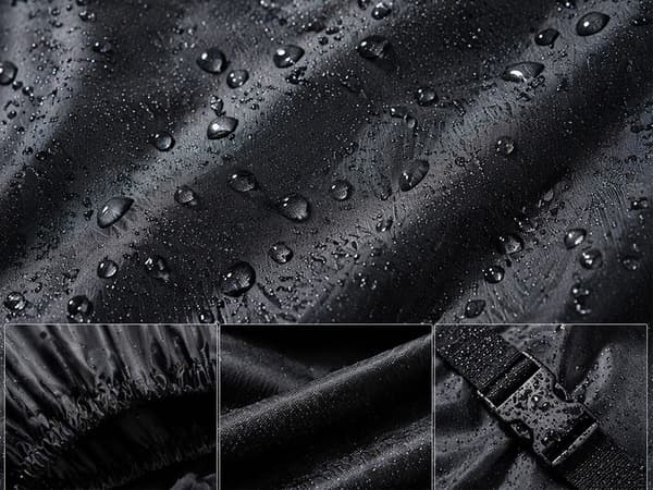 Bilovertræk M vandafvisende plast 140x388x107 cm sort/grå