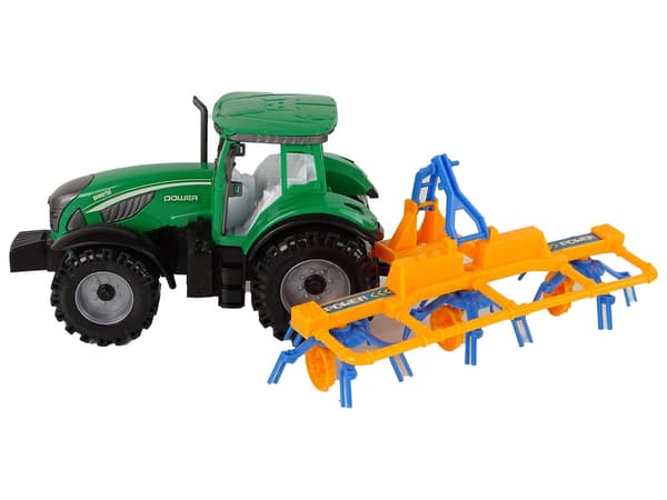 Legetøjstraktor med rive friktionsdrift 24 cm, 3+ år