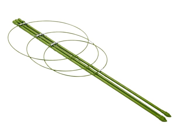Växtstöd 90 cm med 3 justerbara ringar, grön metall/plast