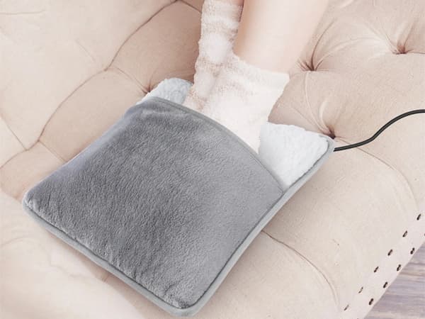 USB-varmepude i fleece 28 x 29 cm, 5 W, grå, med USB-kabel
