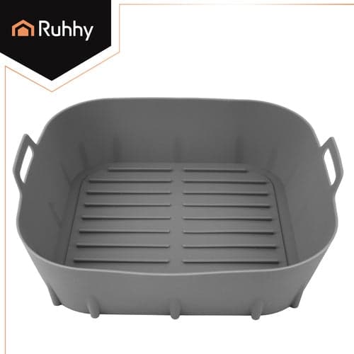 Silikonform för airfryer 20x20x6 cm grå, non-stick, diskmaskinssäker