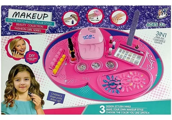 Nagellackset för barn med nageltorkare, 3 lack + 3 glitter, 3+ år