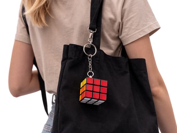 Rubiks kube nøglering mini 3x3 3 cm multicolor med metalnøglekæde