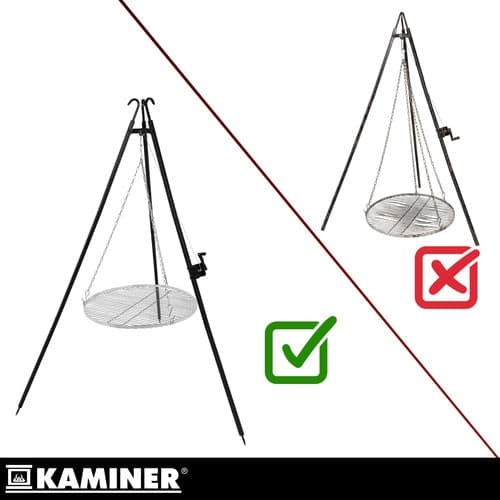 Tripod grill over åben ild 70 cm rist, højdejusterbar, rustfri