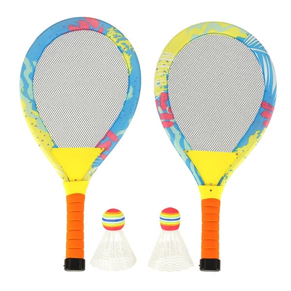 LED-belyste badmintonketcher sæt 2-pak med 2 shuttles inkl. batterier