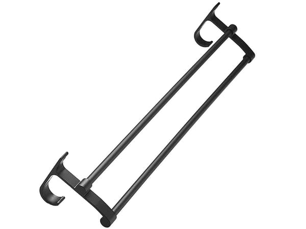 Dubbel handdukshållare väggmonterad svart 2 armar 24 cm