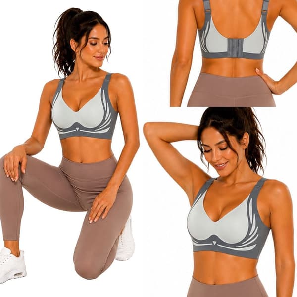 Push-up urheiluliivit pehmusteilla, harmaa nylon/spandex, koko M