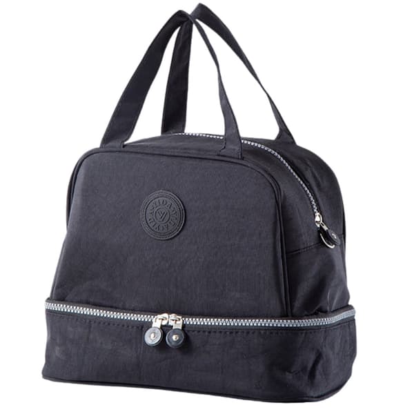 Termisk lunchväska med dubbelfack 27x25x16 cm svart polyester