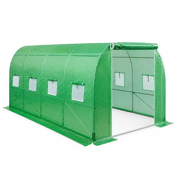 Polytunnel växthus 4,5x2x2 m 9 m² PE 140 g UV4 8 fönster