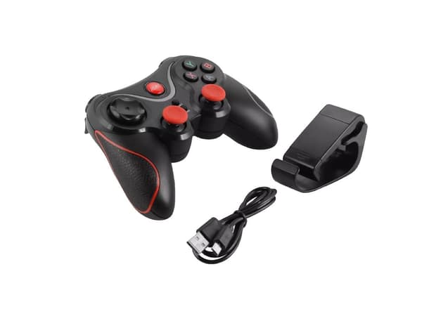Trådløs gamepad Bluetooth med mobilholder til iOS/Android/PC sort