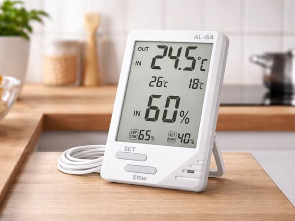 Lämpö- ja kosteusmittari LCD-näytöllä ja johdotetulla anturilla sisä/ulkokäyttöön