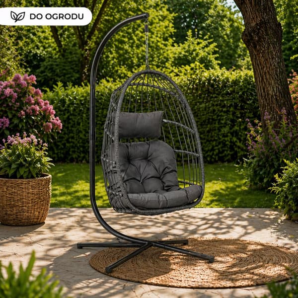 Hängstol korg med stativ PE-rattan/stål 192 cm max 120 kg