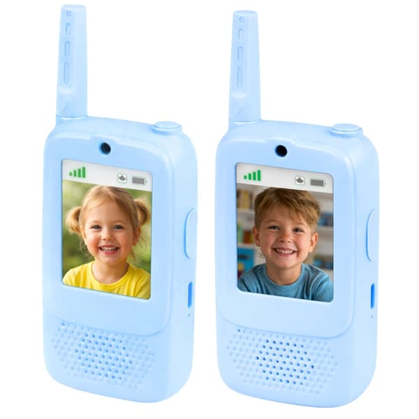 Walkie-talkies för barn 2-pack med videoanrop 300 m USB-C blå