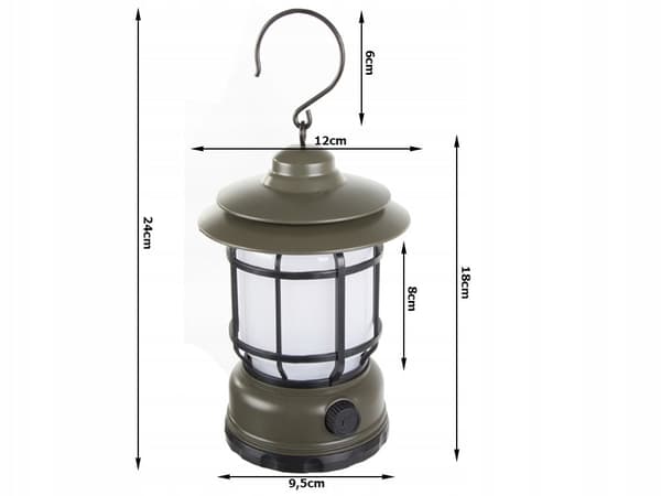 Genopladelig campinglampe LED 2 indstillinger USB-C 24 cm