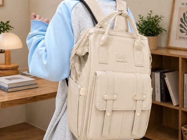 City-rygsæk dame A4 28x41x21 cm polyester creme