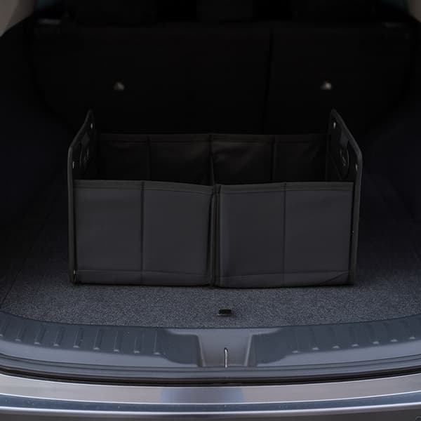 Bagagerumsorganiser til bil 2 rum + netlomme sort 47x44 cm Black