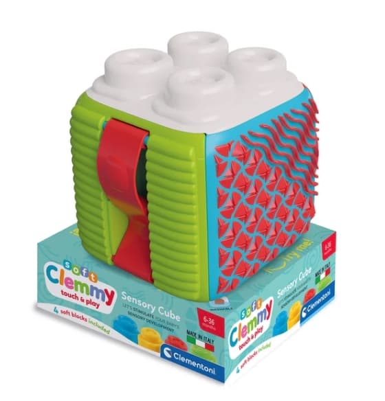 Sensorisk aktivitetskube med mjuka byggblock 4-pack, 6–36 mån