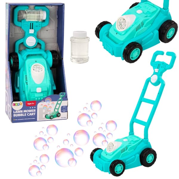 Bubbelmaskin leksak gräsklippare blå, batteridriven 47 cm