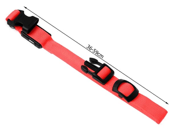 LED-halsbånd hund/kat justerbart 46–59 cm rød inkl. batterier