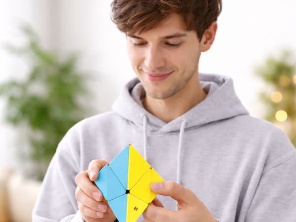 Pyraminx 3D-palapeli muovinen pyramidi 9,5 cm monivärinen